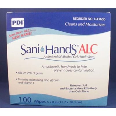 SANI-HANDS ALC WIPE PACKETS 5X8 100/BX